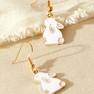 White Rabbit Drop Earrings
